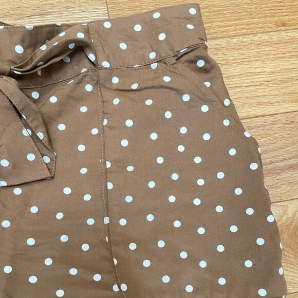 Joe Fresh Brown Polka Dot High-Waisted Shorts with Bow Tie – Women’s M - Picture 3 of 6